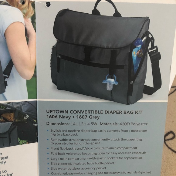 Gemline Uptown Navy Blue Convertible Diaper Bag - Picture 10 of 16